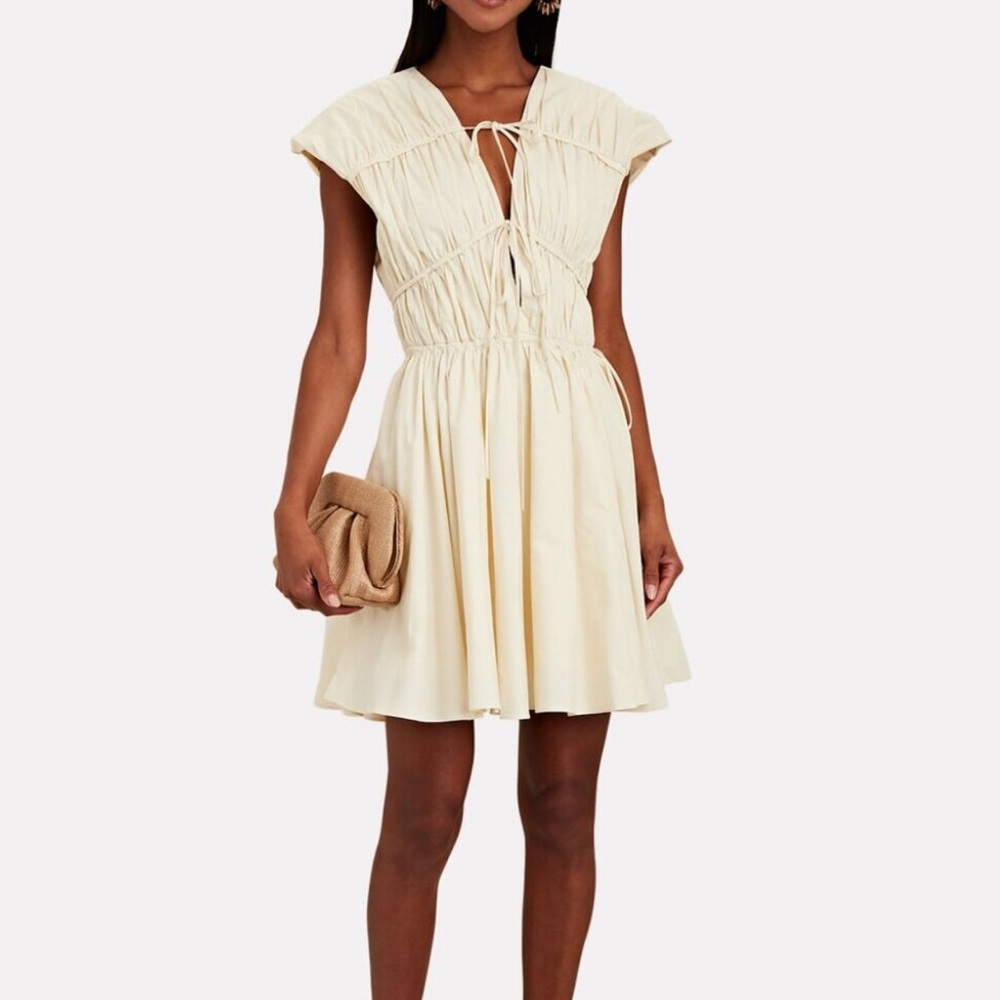 TOVE Cream Mini Dress with Tie Front